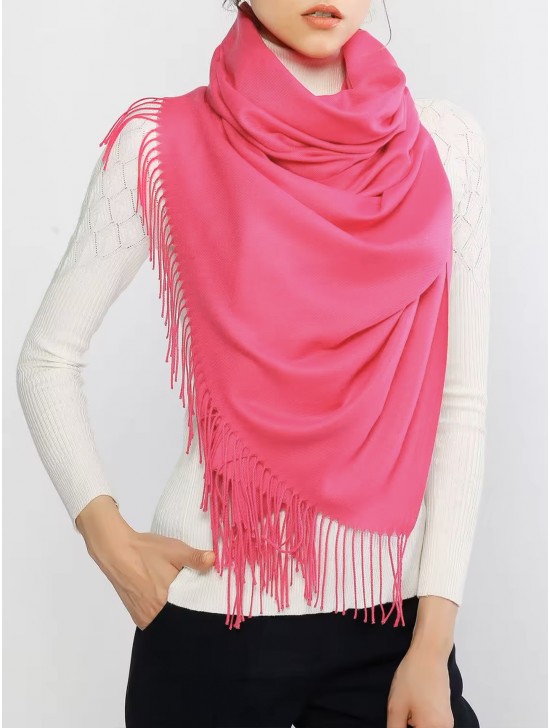 Solid Color Shawl Scarf W/ Tassels