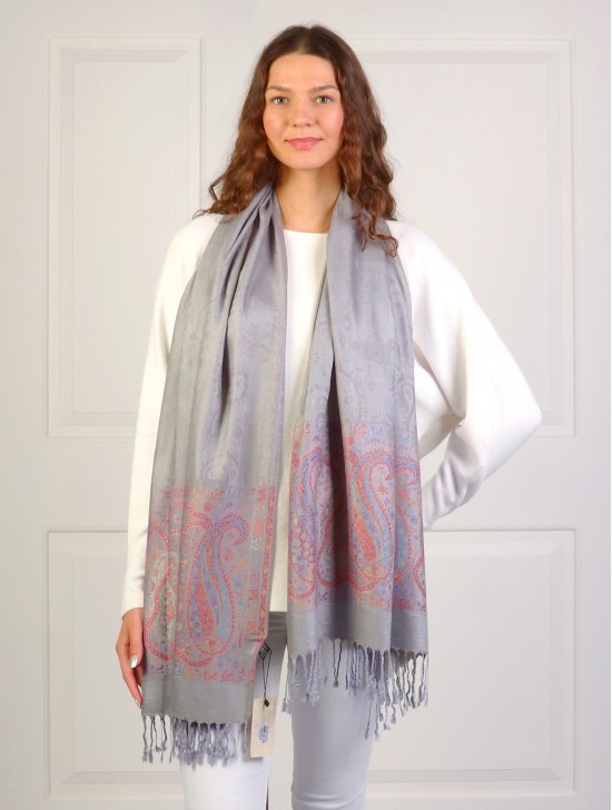 Shawl Scarf W/ Paisley Borders