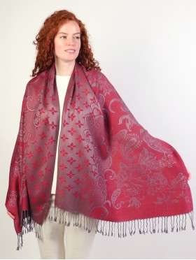 Paisley & Floral Shawl Scarf W/ Tassels