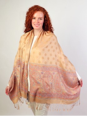 Paisley & Dot Print Scarf W/ Tassel