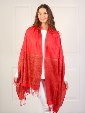 Paisley & Dot Print Scarf W/ Tassel