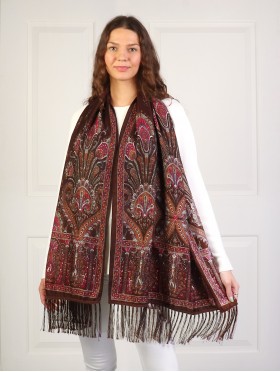 Paisley Print Shawl Scarf W/ Tassels