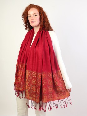 Circle Print Fashion Pashmina W/ Tassels