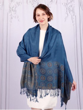Circle Print Fashion Shawl Scarf W/ Tassels