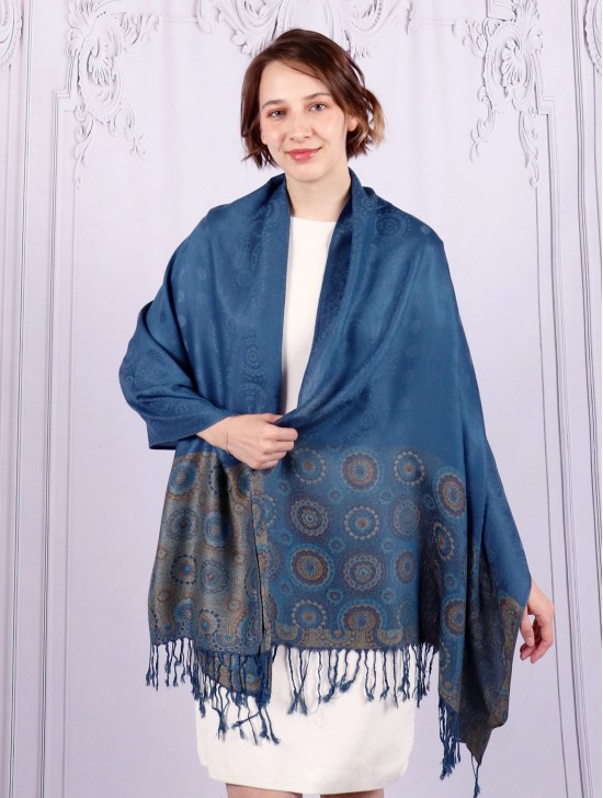 Circle Print Fashion Shawl Scarf W/ Tassels