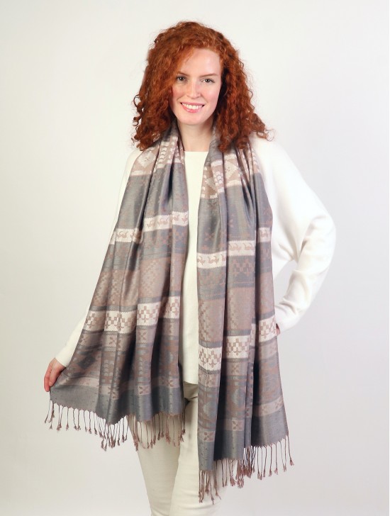  Two Tone Pashmina Scarf W/ Tassels