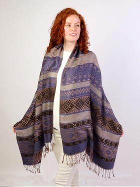  Two Tone Pashmina Scarf W/ Tassels