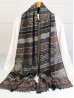 Abstract Printed Two-Tone Scarf W/ Fringe