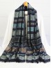 Abstract Printed Two-Tone Scarf W/ Fringe