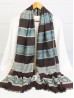 Abstract Printed Two-Tone Scarf W/ Fringe