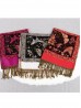 Butterfly Print Pashmina W/ Golden Threads & Tassels