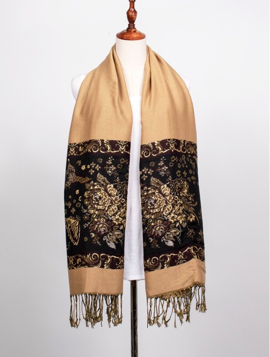 Butterfly Print Pashmina W/ Tassels