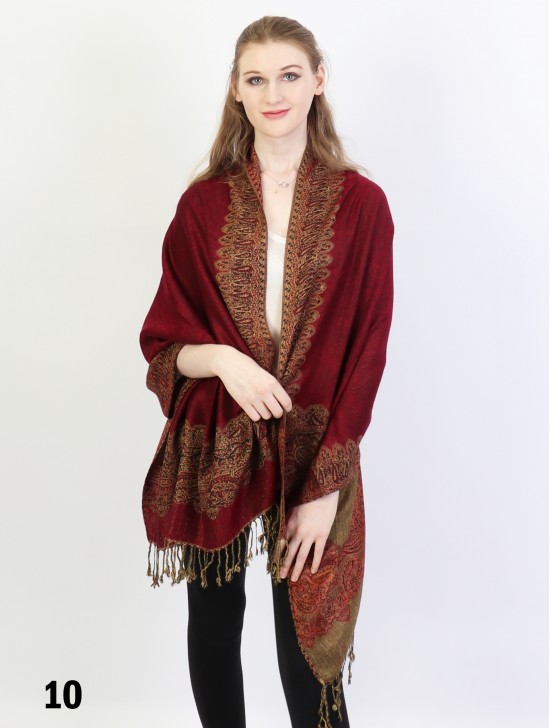 Paisley Print Trim Pashmina