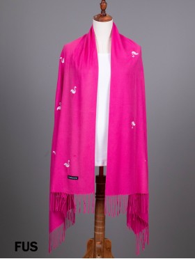 Premium Flamingo Embroidery Scarf