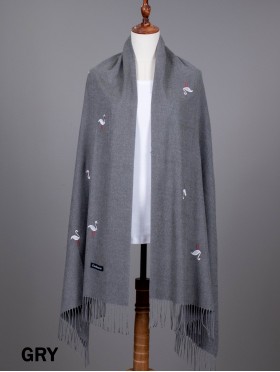 Premium Flamingo Embroidery Scarf