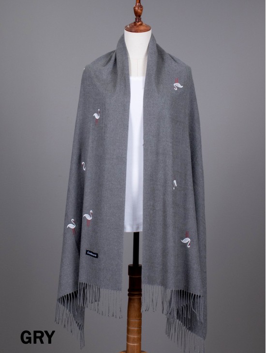 Premium Flamingo Embroidery Scarf