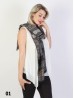 Abstract Printed Two-Tone Scarf W/ Fringe