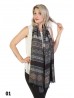 Abstract Printed Two-Tone Scarf W/ Fringe