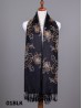 Two-Tone Thread Flower Embroidery Pashmina Scarf W/ Tassels & Sequins