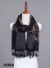 Two-Tone Thread Flower Embroidery Pashmina Scarf W/ Tassels & Sequins
