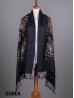 Two-Tone Thread Flower Embroidery Pashmina Scarf W/ Tassels & Sequins