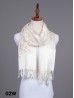 Two-Tone Thread Flower Embroidery Shawl Scarf W/ Tassels & Sequins