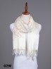 Two-Tone Thread Flower Embroidery Pashmina Scarf W/ Tassels & Sequins