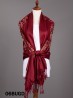 Two-Tone Thread Flower Embroidery Pashmina Scarf W/ Tassels & Sequins