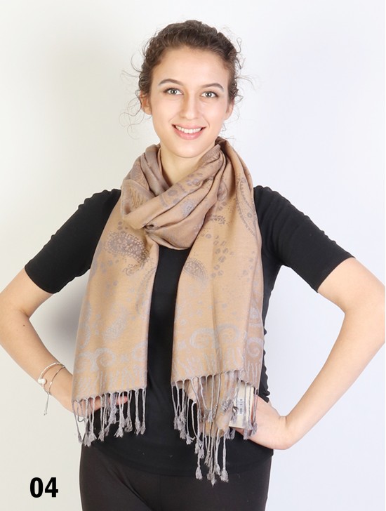 Paisley Print Shawl Scarf W/ Tassels