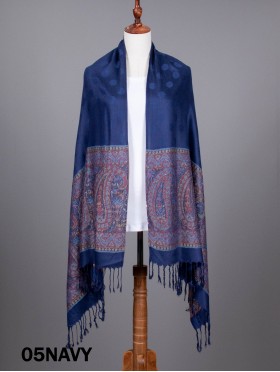 Paisley & Dot Print Scarf W/ Tassel