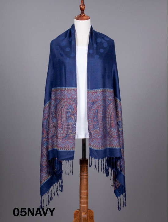 Paisley & Dot Print Scarf W/ Tassel