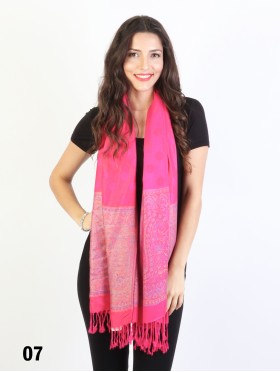 Paisley & Dot Print Scarf W/ Tassel