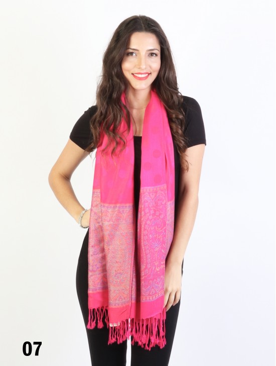 Paisley & Dot Print Scarf W/ Tassel