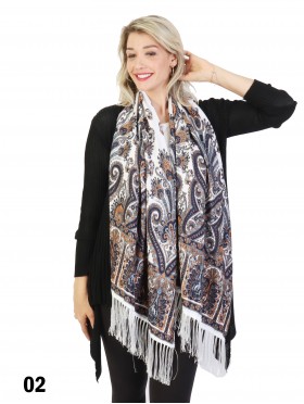 Paisley Print Pashmina W/ Tassels