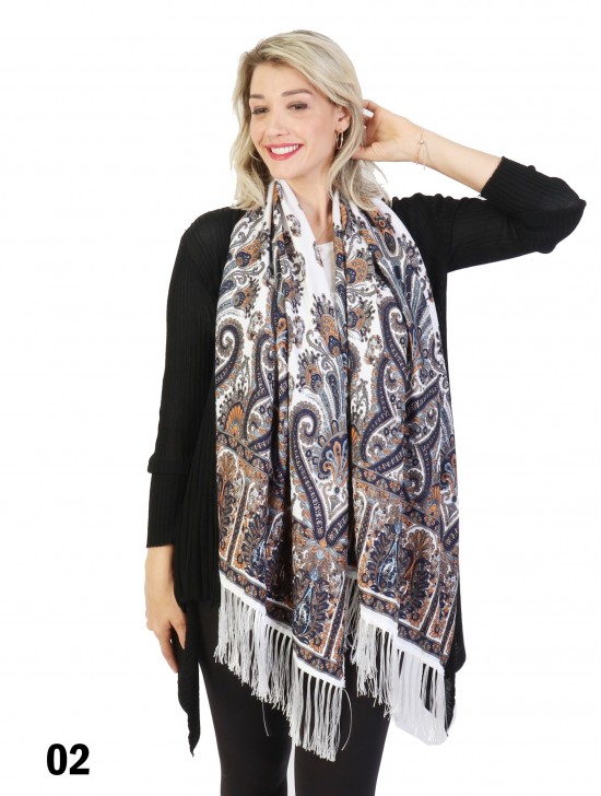 Paisley Print Pashmina W/ Tassels