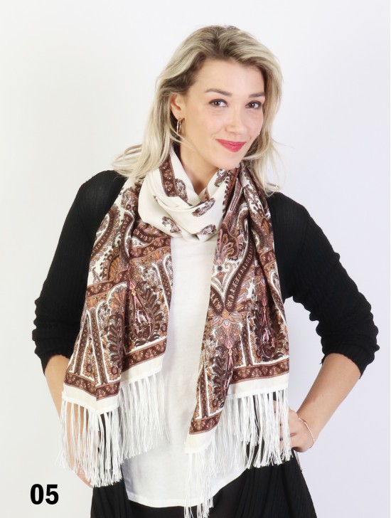 Paisley Print Pashmina W/ Tassels