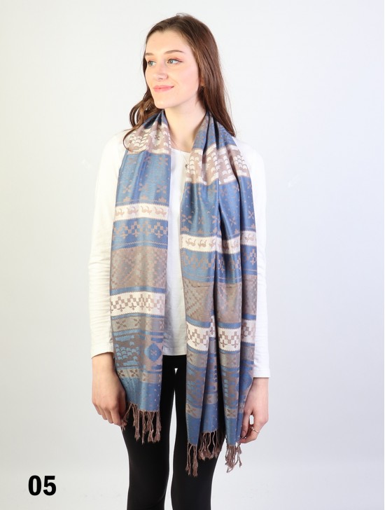 Scarfand's Two Tone Pleated Scarf with Fringes 