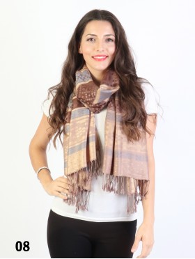  Two Tone Shawl Scarf W/ Tassels