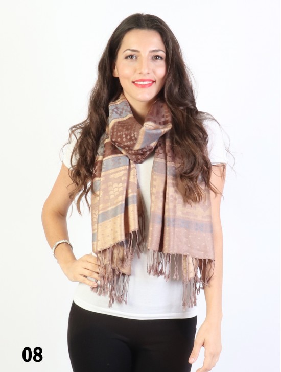  Two Tone Pashmina Scarf W/ Tassels