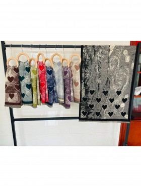 Cashmere Feeling Heart Print Premium Scarf Cashmere Feeling Heart Print Premium Scarf
