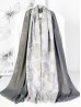 Two-Tone Rose Print Fashion Shawl Scarf W/ Cut Tassels