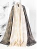 Two-Tone Rose Print Fashion Shawl Scarf W/ Cut Tassels