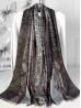 Two-Tone Leaves Print Fashion Shawl Scarf W/ Cut Tassels
