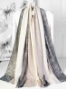 Two-Tone Leaves Print Fashion Shawl Scarf W/ Cut Tassels