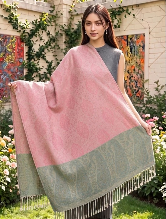 Paisley Print Shawl Scarf W/ Tassels Paisley Print Shawl Scarf W/ Tassels