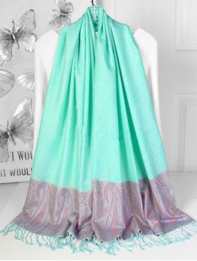 Paisley Print Shawl Scarf W/ Tassels