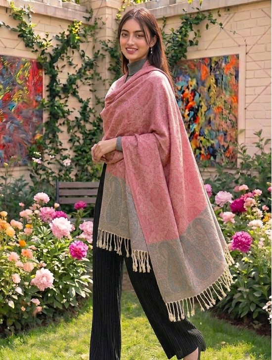 Paisley Print Shawl Scarf W/ Tassels