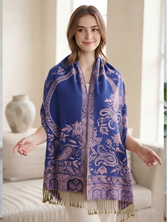 Multi-Tone Paisley Print Shawl Scraf 