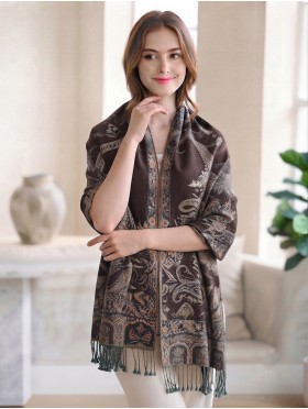 Multi-Tone Paisley Print Shawl Scraf 