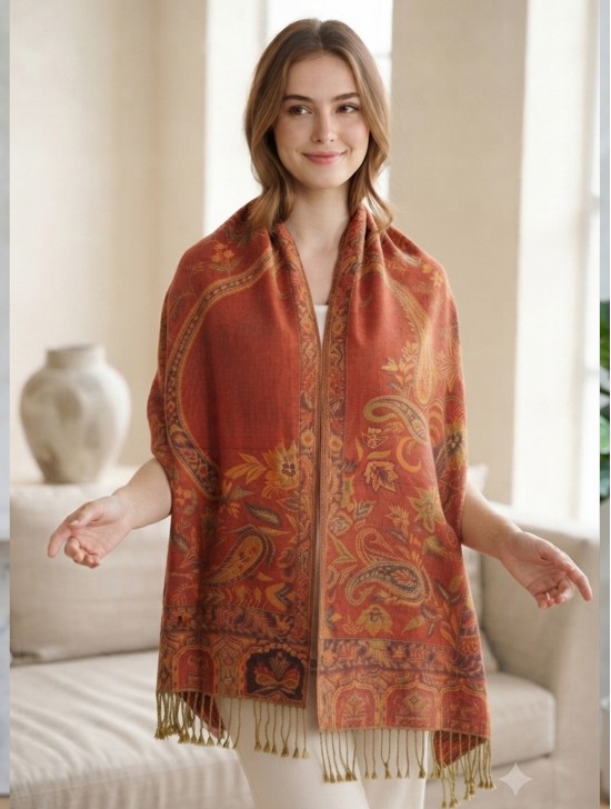 Multi-Tone Paisley Print Shawl Scraf 